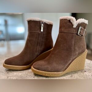 Franco Sarto Suede Wedge Ankle Boots